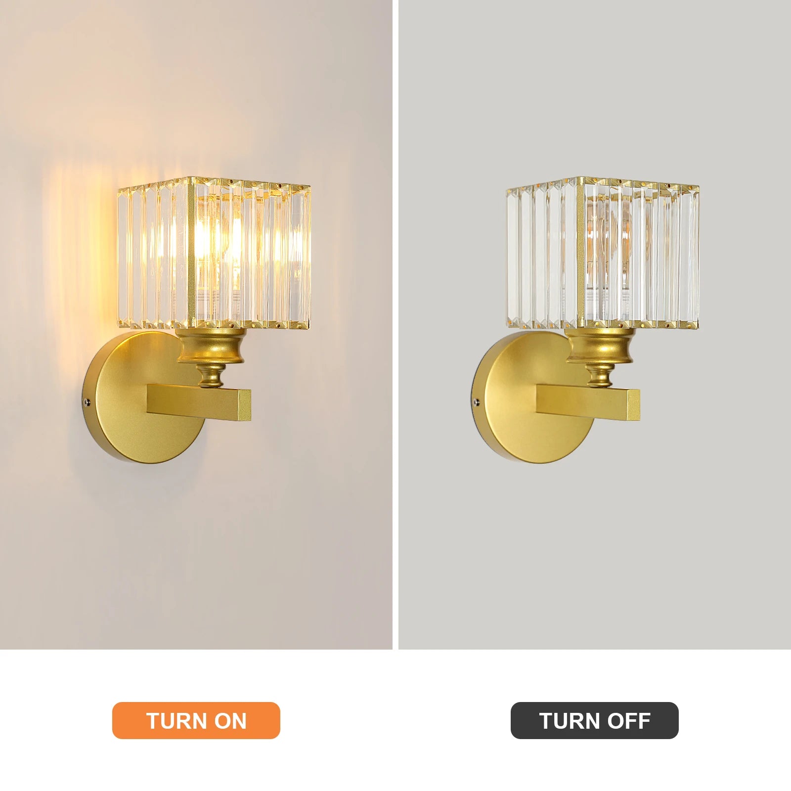 Modern Crystal Wall Sconce,E27 Golden Crystal Wall Lamp,For Bedside Bedroom Corridor Lighting（Bulb not included）
