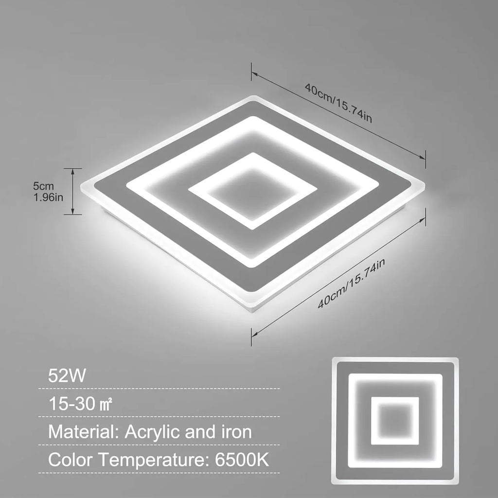 Modern LED Ceiling Light Square White Light Fixed No Dimmable Home Ceiling Lamp for Bedroom Living Room Corridor