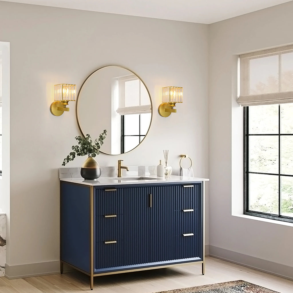 Modern Crystal Wall Sconce,E27 Golden Crystal Wall Lamp,For Bedside Bedroom Corridor Lighting（Bulb not included）