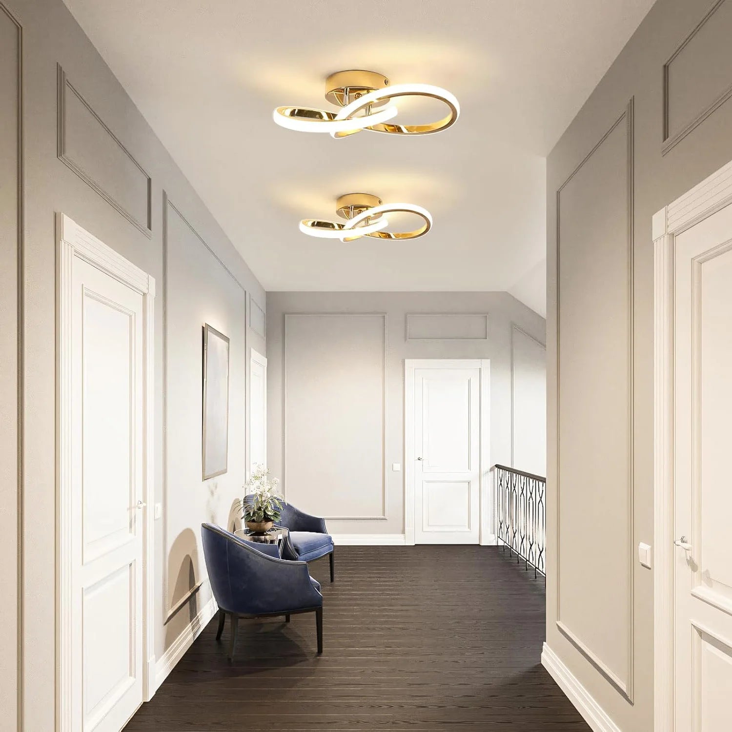 30W Flower Shape LED Ceiling Lights,Gold Modern LED Ceiling Lamp For Living Room,Bedroom,Office,Natural Light 4500K