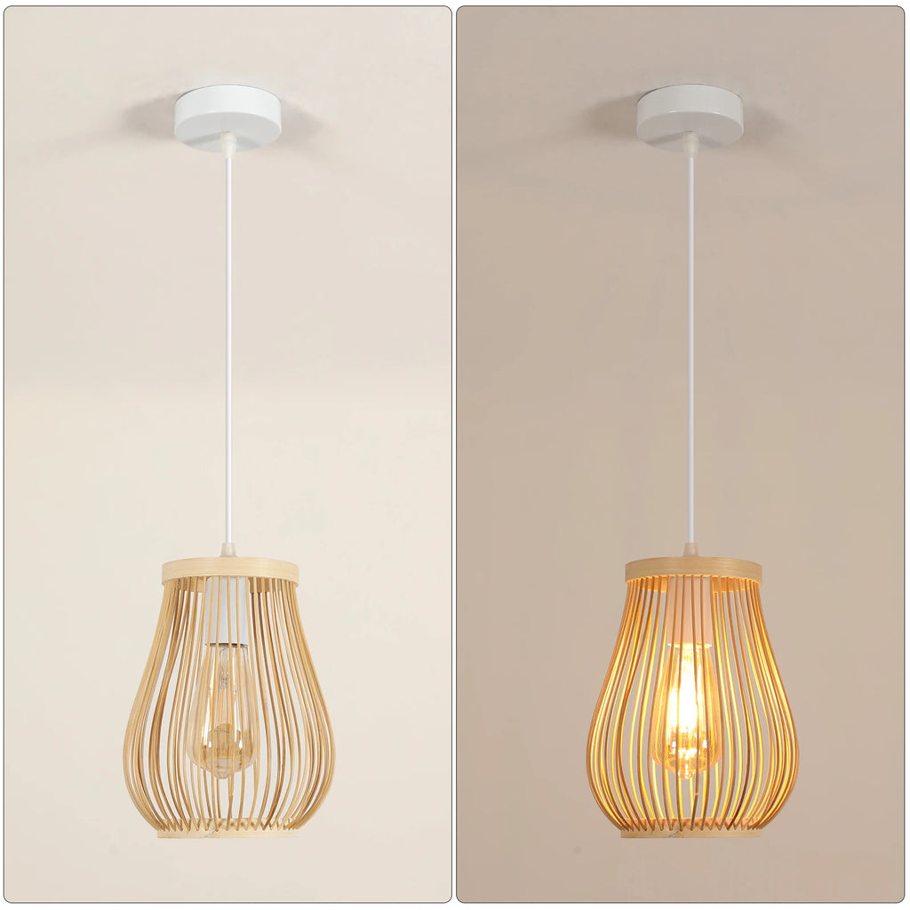 Woven Pendant Light,Boho Chandelier Light Fixture,Farmhouse Rattan Pendant Lights,For Bedroom, Farmhouse (Bulb Not Included)