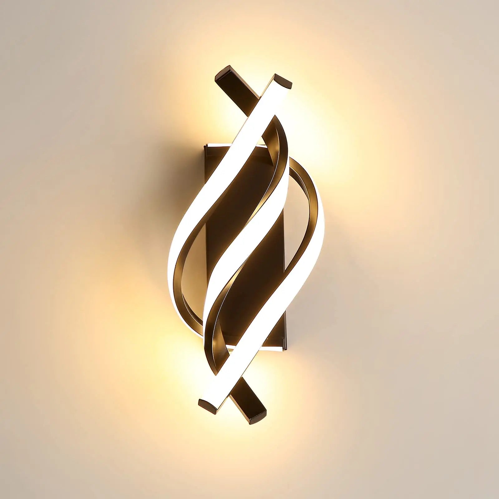 LED Wall Sconce,22W Spiral Twisted Design Wall Light Metal Indoor Lighting Fixture for Bedroom Living Room Corridor,Warm Light 3000K