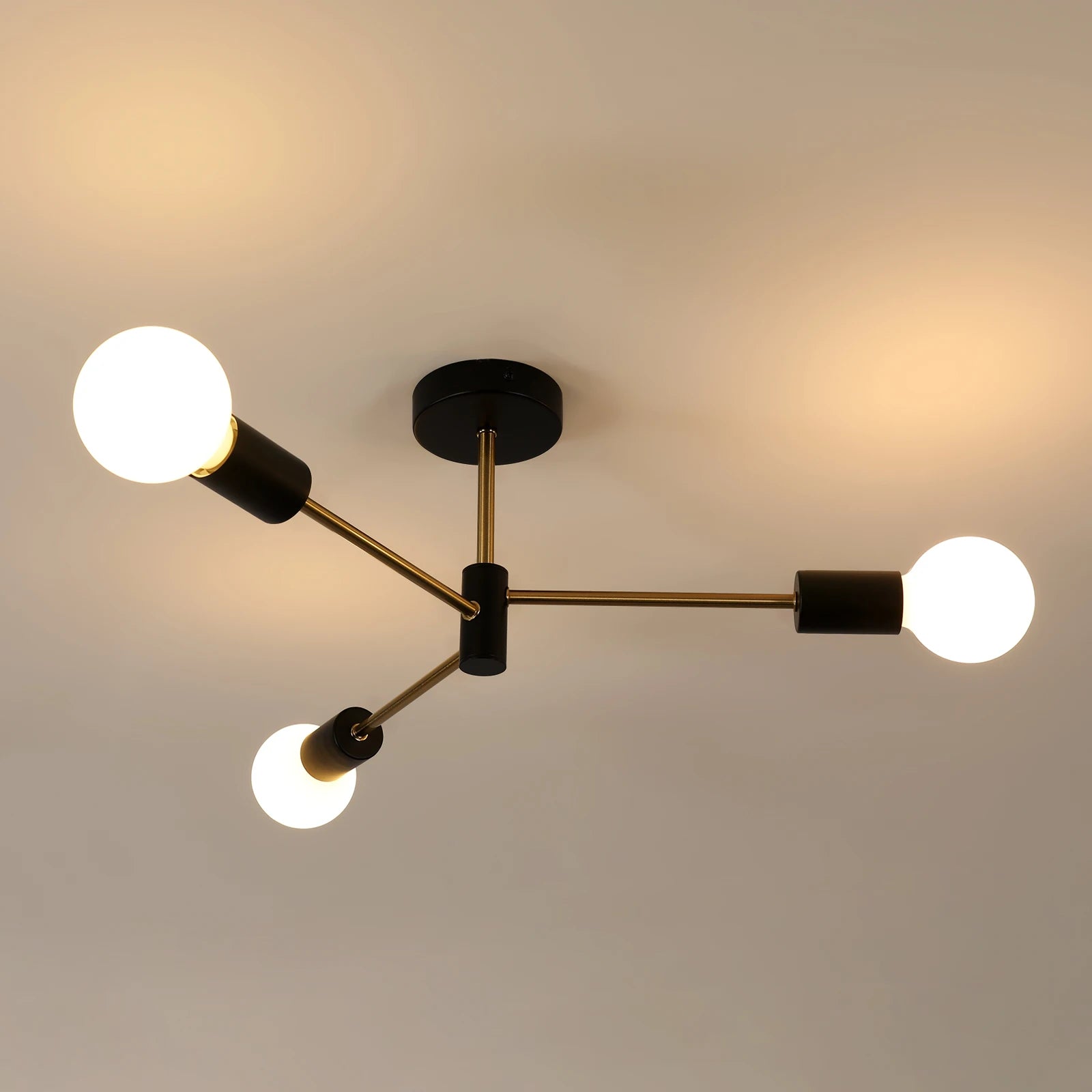 Sputnik Ceiling Light,Semi Flush Mount Ceiling Light,3 Lights Modern Sputnik Chandelier with E27 Socket （Bulb not included）