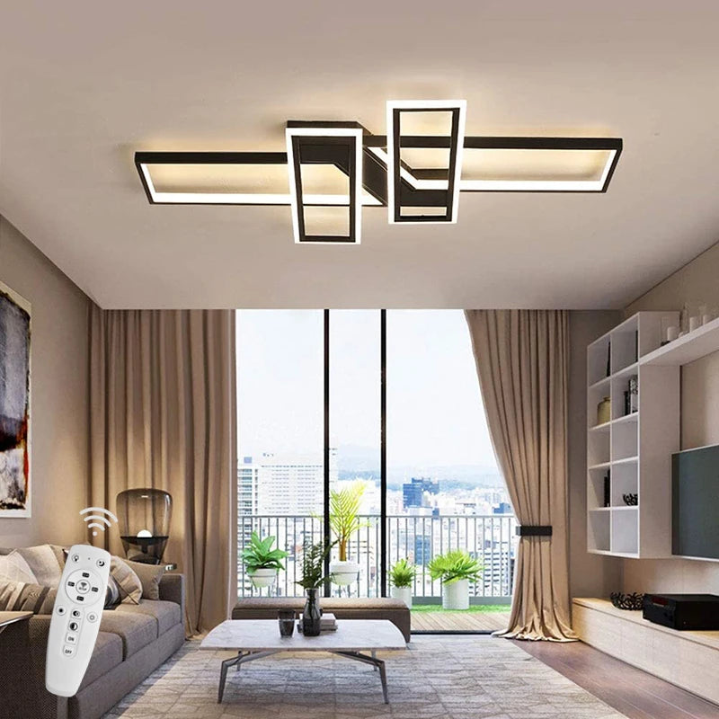 Dimmable LED Ceiling Light,Rectangular Aluminum Flush Mount Ceiling Lamp With Remote Control 3000K-6500K For Living Room