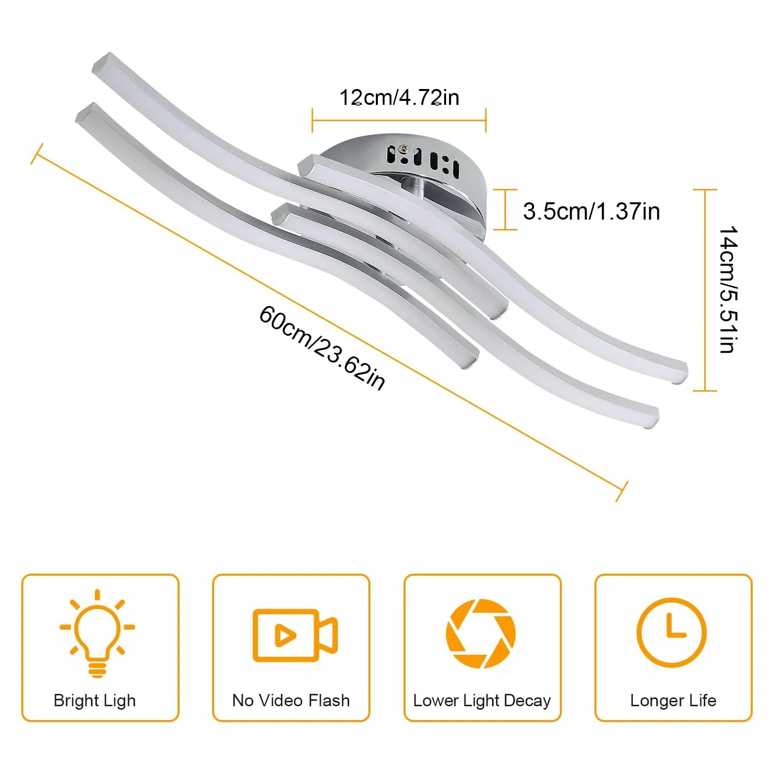 LED Ceiling Light,4 Built-in Wave Led Boards Design Ceiling Lamps,24W 2160LM Ceiling Lighting for Office,4500K Neutral Light