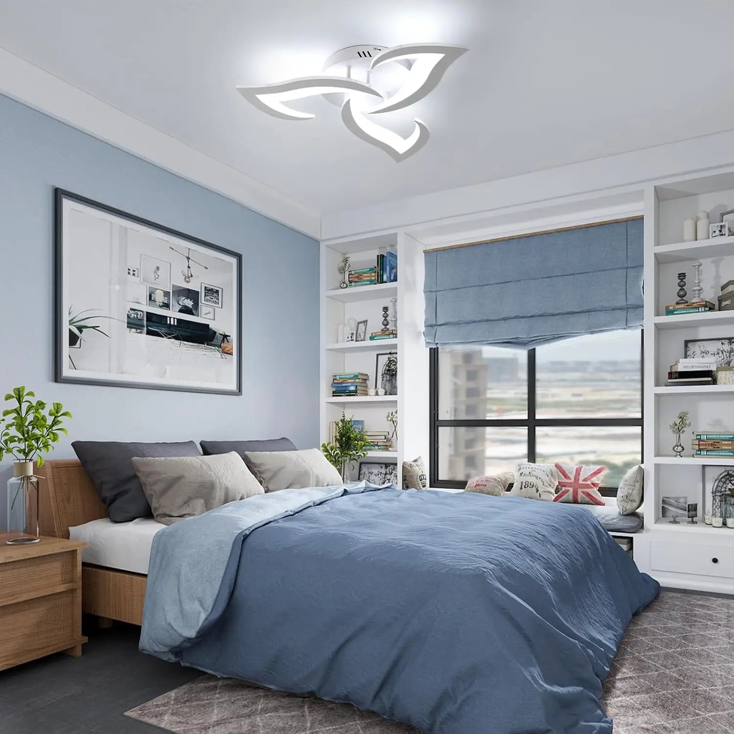 LED Ceiling Light,36W 3240LM Modern Design Ceiling Lighting,3 Head Lights Living Room Ceiling Light Acrylic White Flower Fittings Ceilings for Bedroom, Kitchen,Dining Room