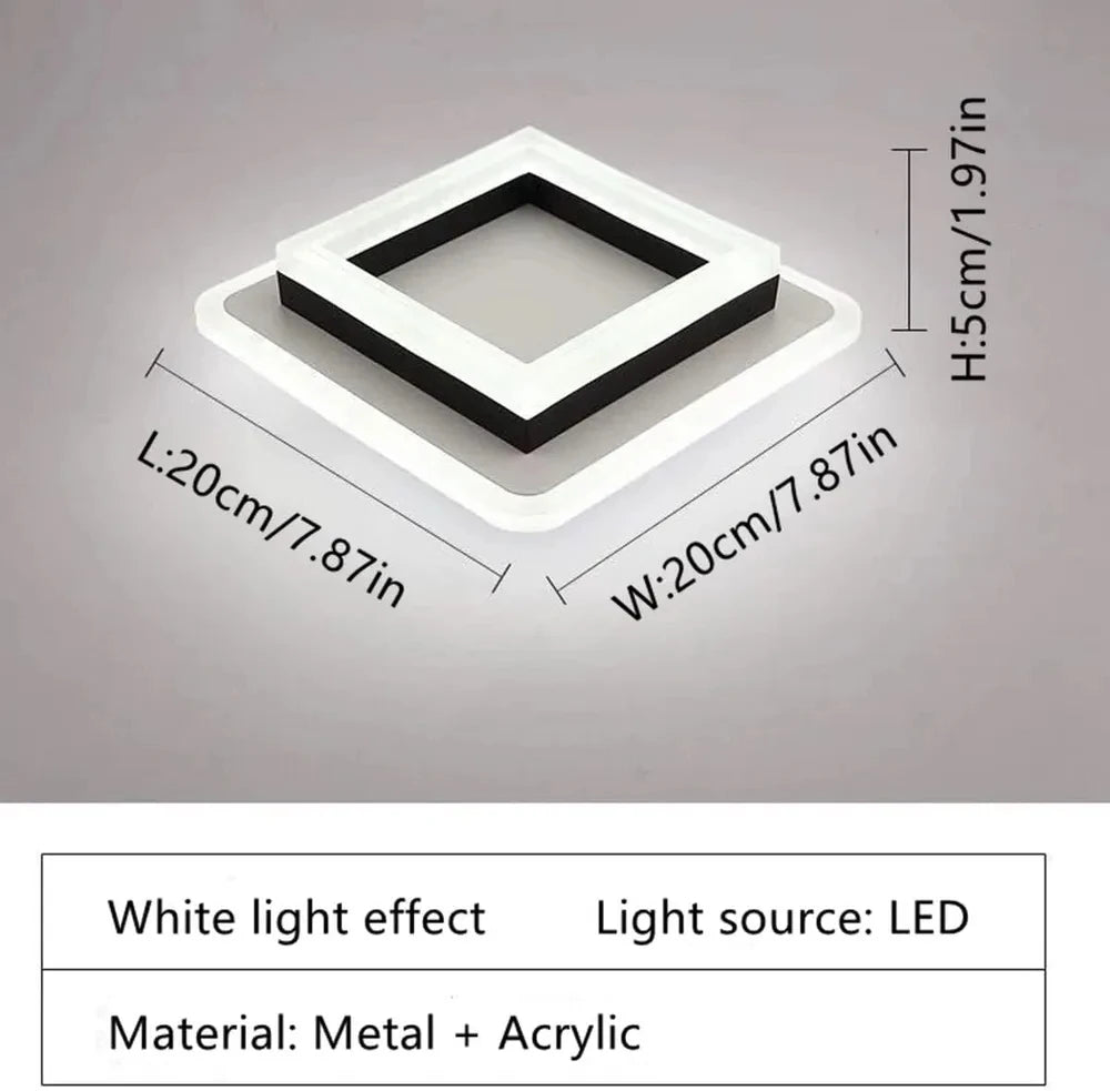 Square Ceiling Light,24W Super Bright Modern LED Ceiling Lamp,White Light 6500K LED Ceiling Lights for Bedroom, Office,  Living Room