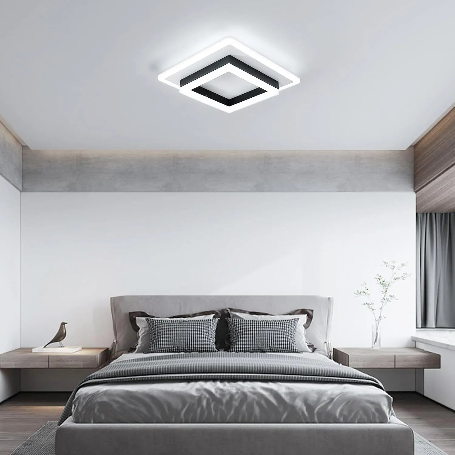 Square Ceiling Light,24W Super Bright Modern LED Ceiling Lamp,White Light 6500K LED Ceiling Lights for Bedroom, Office,  Living Room