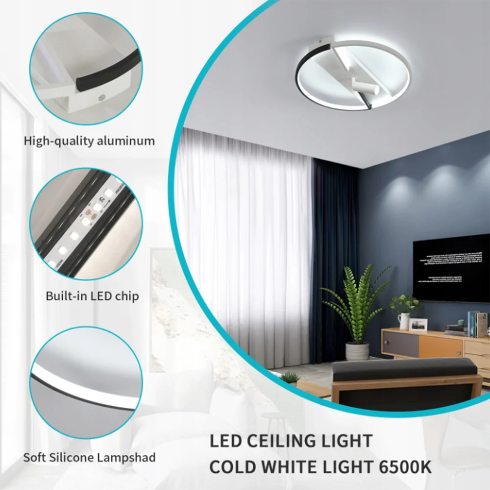 Modern LED Ceiling Light,42W Round Shape Personality Creative Ceiling Lighting For Bedroom,Living Room,Cool White Light 6500K