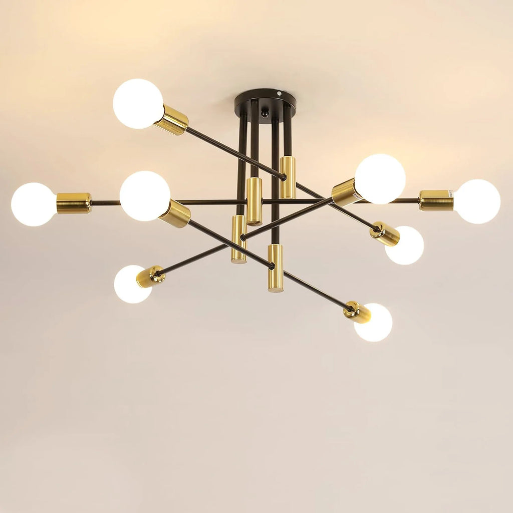 8-Light Ceiling Lamp,E27 Base Industrial Ceiling Lights,Ceiling Lamp for Dining Room,Bedroom(Bulb Not Included)