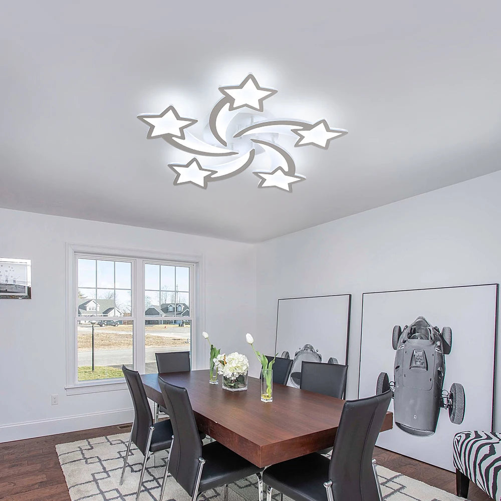 Nordic Modern LED Ceiling Light,60W Creative Meteor Star Design Flush Mount Ceiling Lamp for Kids Bedroom Living Room Home Decor,Cold White Light 6500K
