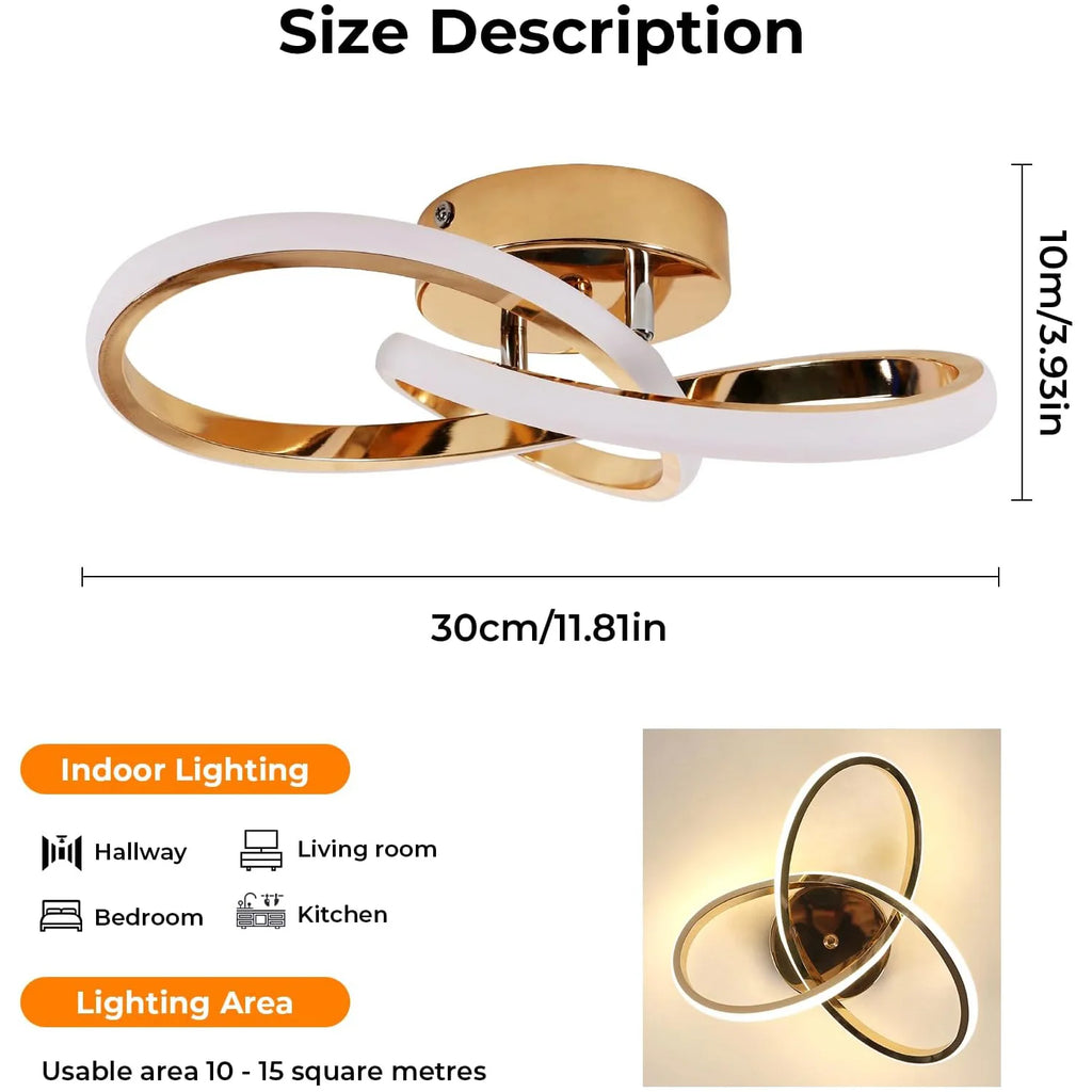 30W Flower Shape LED Ceiling Lights,Gold Modern LED Ceiling Lamp For Living Room,Bedroom,Office,Natural Light 4500K