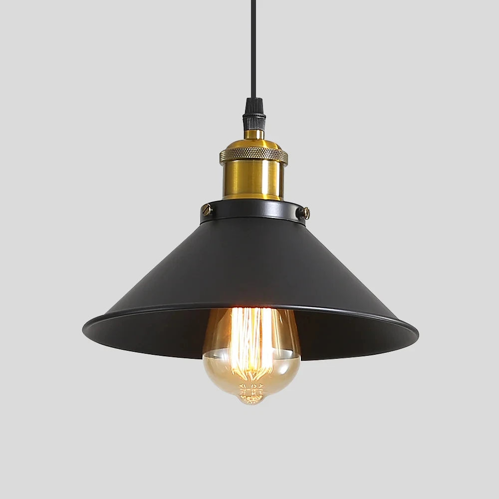Vintage Pendant Light, Simple Hanging Ceiling Lamp,Retro Chandelier with Ø22cm Lamp Shade （Bulb not included）