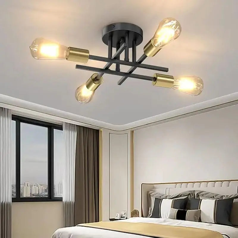 Industrial Ceiling Light,4-heads Ceiling Lights Iron Pendant Light for Bedroom, Restaurant,E27 Socket（Bulb not included)