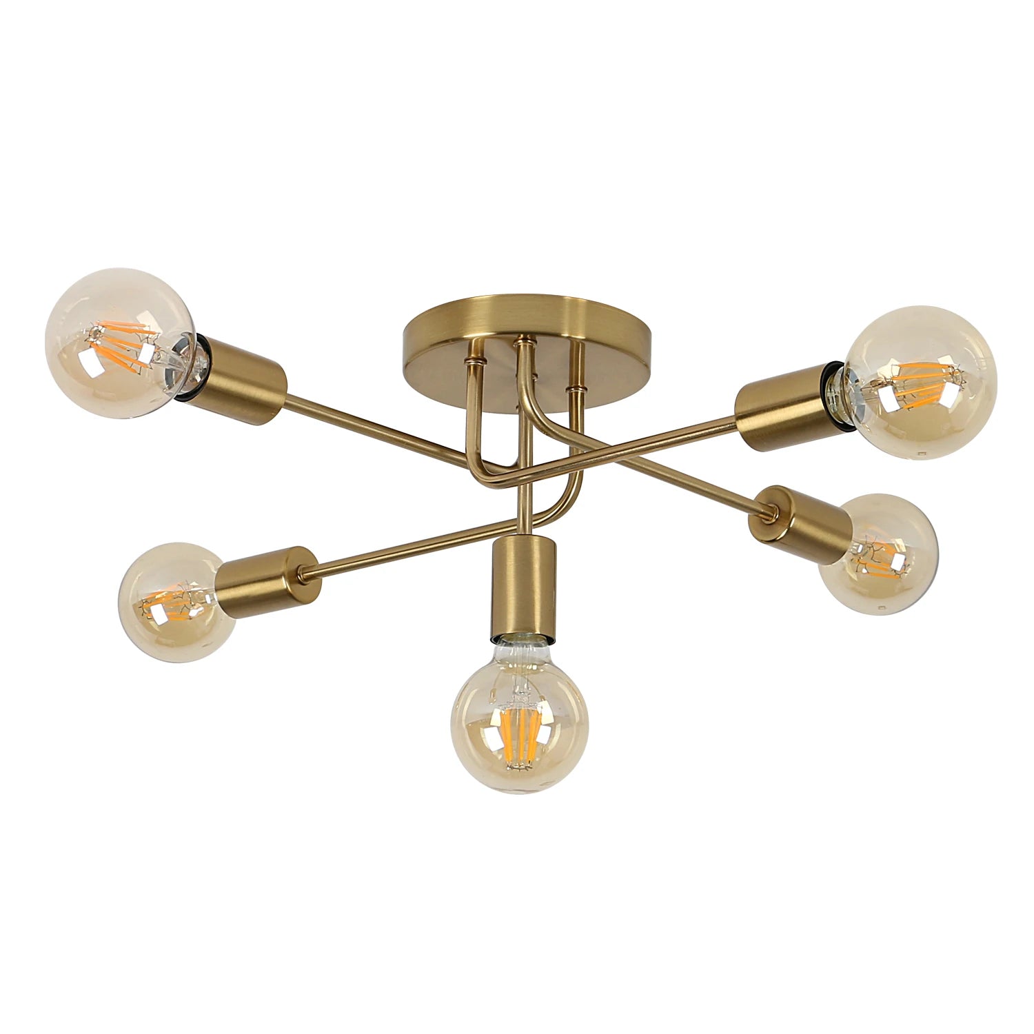 5-Lights Ceiling Light,Industrial Ceiling Lamp,Brass Chandeliers E27 Base for Bedroom,Living Room,Bar（Bulb not included）