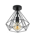 Semi Flush Mount Ceiling Light,Industrial E27 Base Diamond Cage Ceiling Light Fixtures for Hallway（Bulb not included）