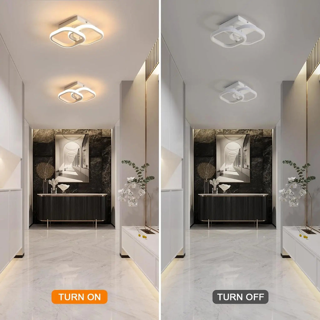 LED Ceiling Light,White Square Creative Acrylic Modern Ceiling Lighting,22W Indoor Decor LED Ceiling Lamp for Bedroom