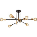 6 Light E27 Base Chandelier,Sputnik Ceiling Lamp, Semi-Flush Mount Chandelier Light Fixtures for Living Room,(Without Bulb)