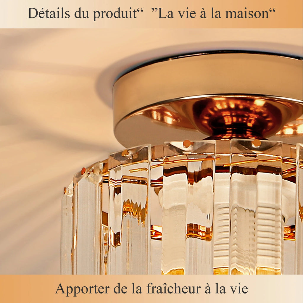 Modern Ceiling Light,Mini Crystal Chandelier,Close-to-Ceiling Lighting Fixture For Dining Room,E27 Base (Bulb Not Included)