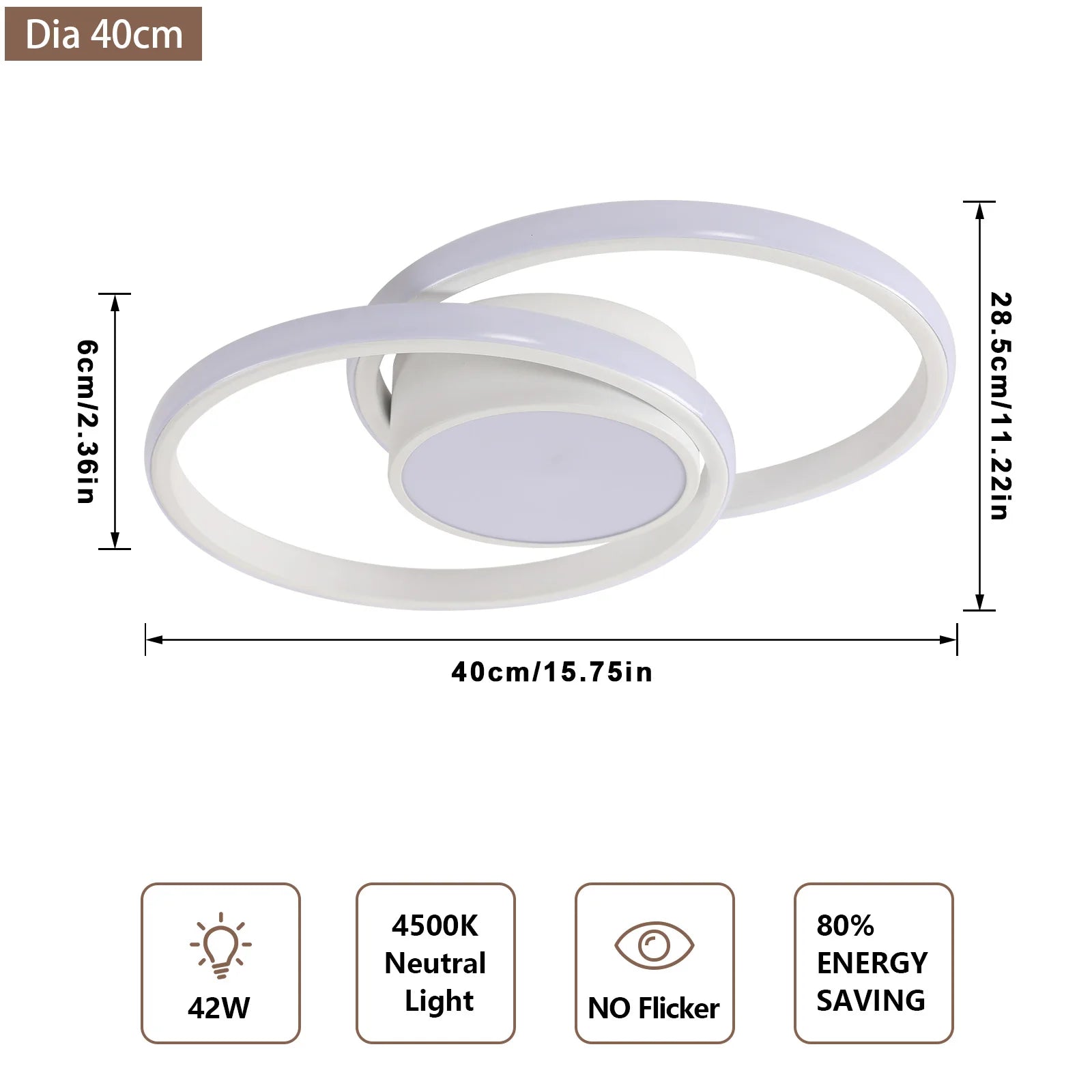 Modern LED Ceiling Lights,42W 3084LM LED Ceiling Lights,Natural Light 4500K Round Ceiling Lighting for Bedroom