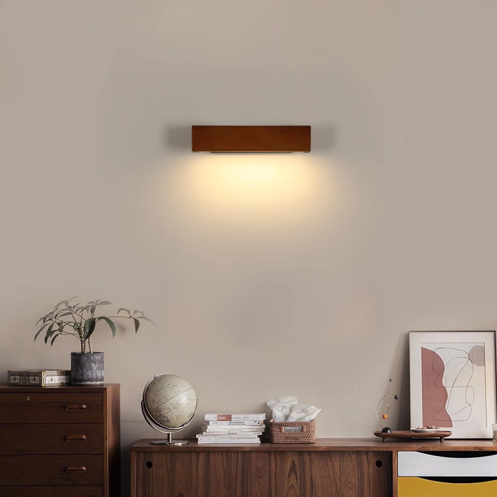 360° Rotatable Wall Light,Modern LED Wall Lamp  Bedside Lamp,Indoor Wooden Wall Sconce for Bedroom Living Room Hallway, 3000K Warm White Light