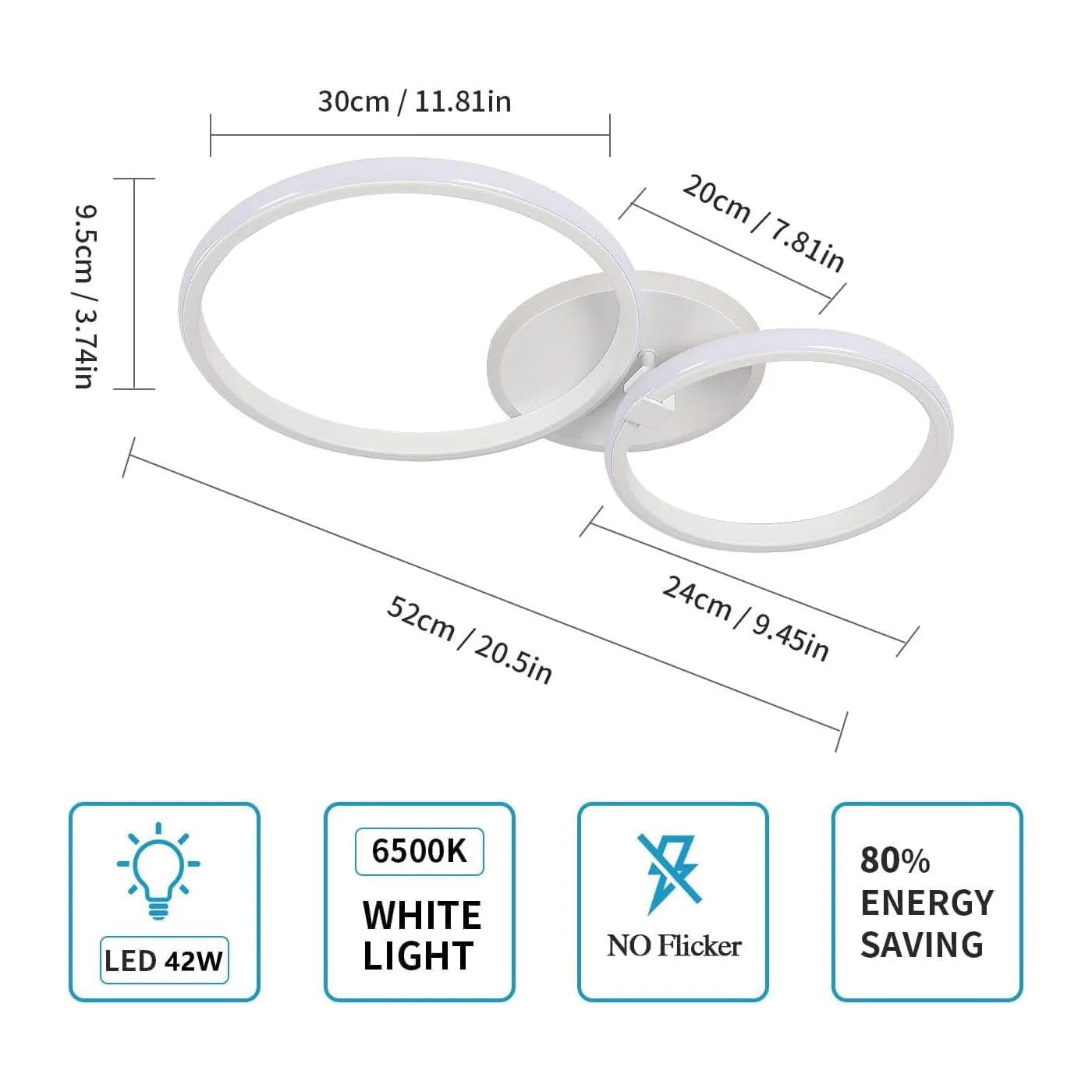 Modern LED Ceiling Lights,42W 3780LM Round Design Ceiling Lighting Ceiling Lamp for Bedroom