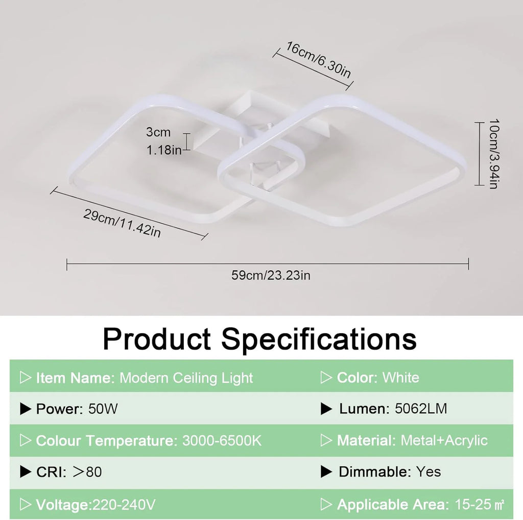 Dimmable LED Ceiling Light,50W 4500LM Ceiling Lamp with Remote Control,Dimmable 3000K-6500K Ceiling Light for Living Room