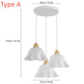 3-Head Pendant Lamps,Flower-Shaped Chandelier Retro Wooden Ceiling Light Flower Design E27 Base Lighting (Bulb not included）