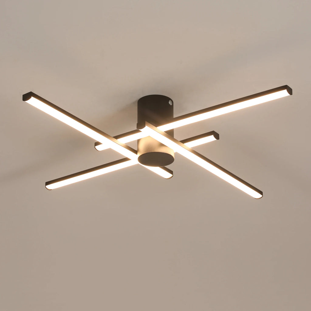 4 Built-in LED Boards Ceiling Light, 24W Black Elegant Design Ceiling lamp,3000K Warm  Light Fixture For Bedroom,Hallway