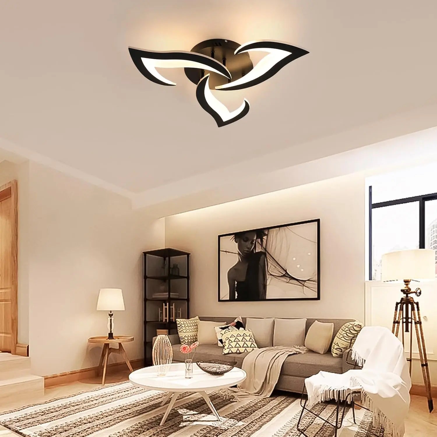 Modern  Flower Shape LED Ceiling Light,36W 4000LM LED Ceiling Lamp,Warm Light 3000K Acrylic Ceiling Light for Bedroom