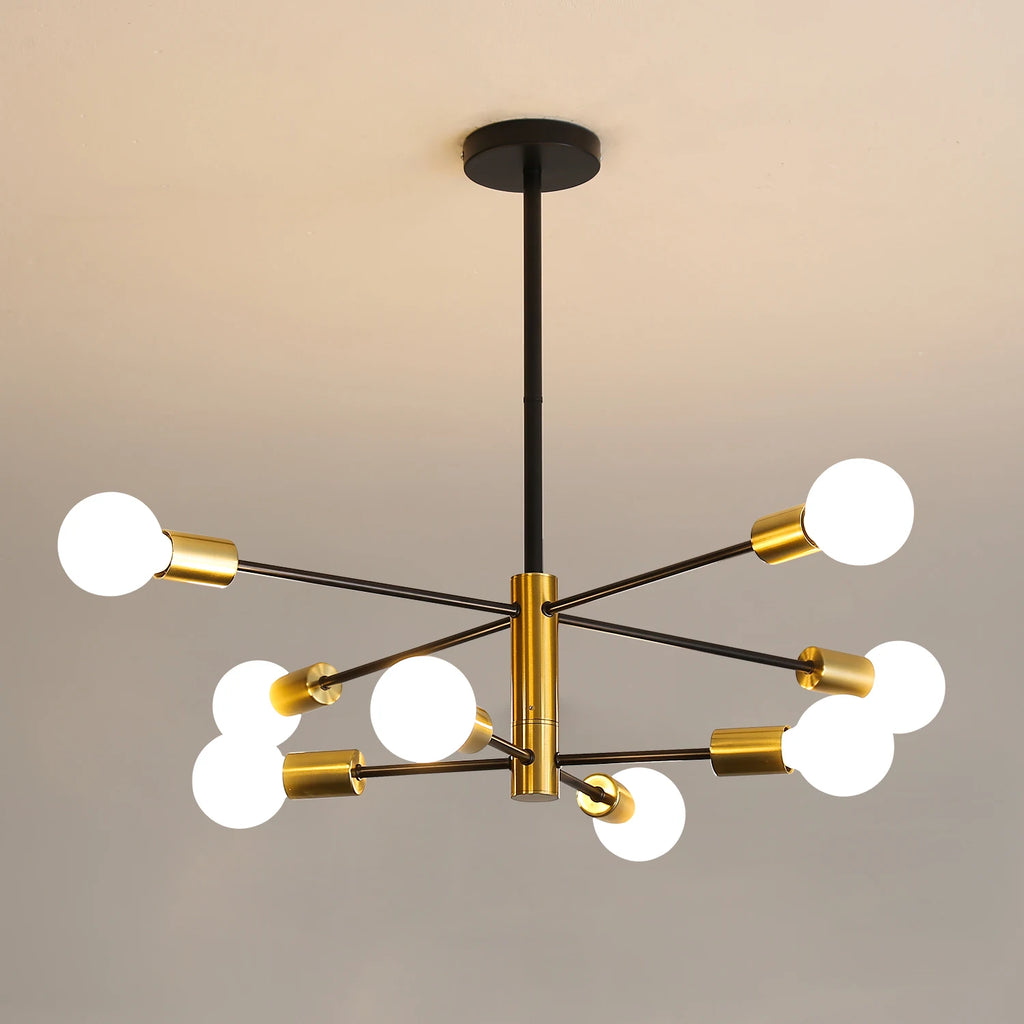 Modern Sputnik Chandelier,Height Adjustable Ceiling Light Fixture,E27 Base Plating Finished Chandeliers（Bulb not included）