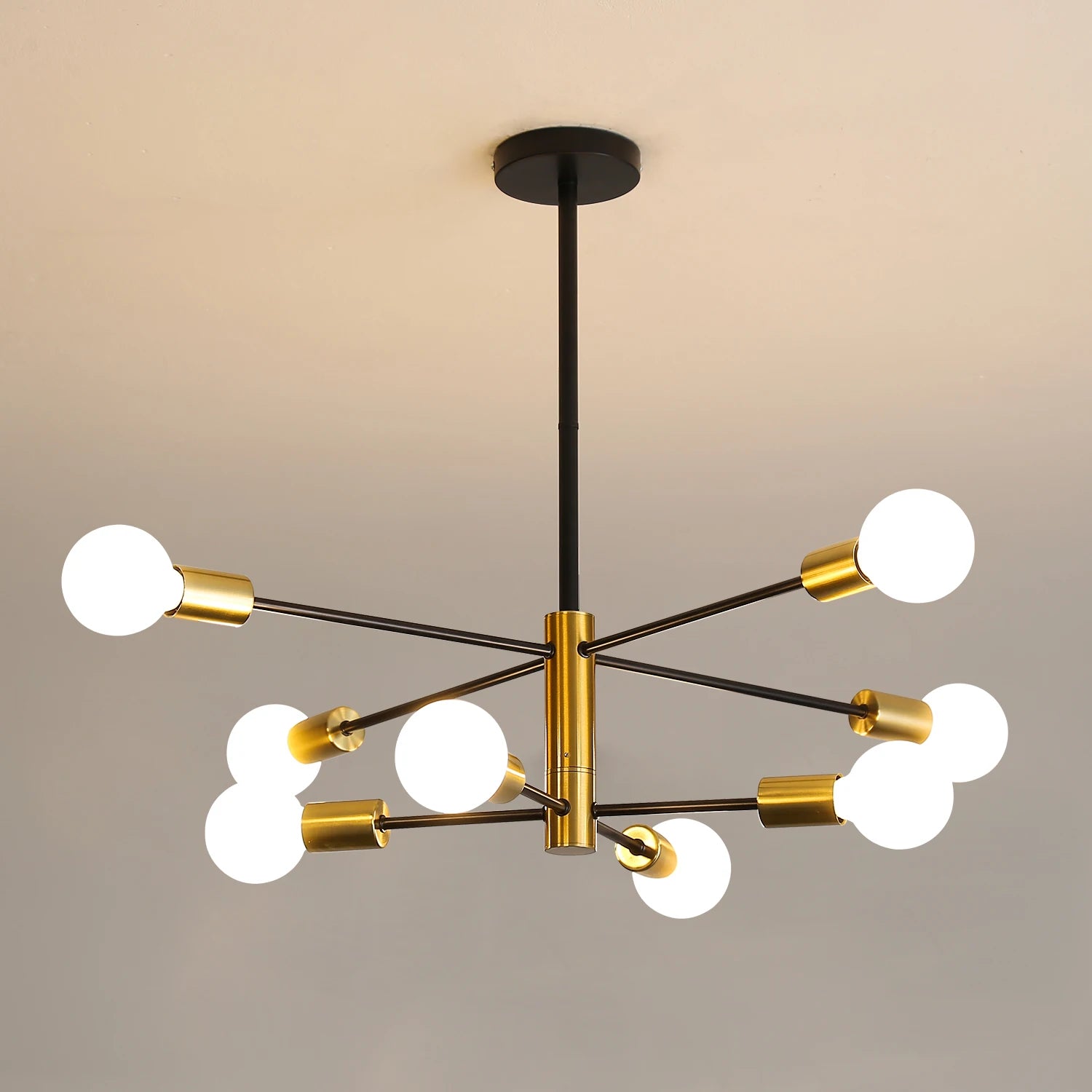 Modern Sputnik Chandelier,Height Adjustable Ceiling Light Fixture,E27 Base Plating Finished Chandeliers（Bulb not included）