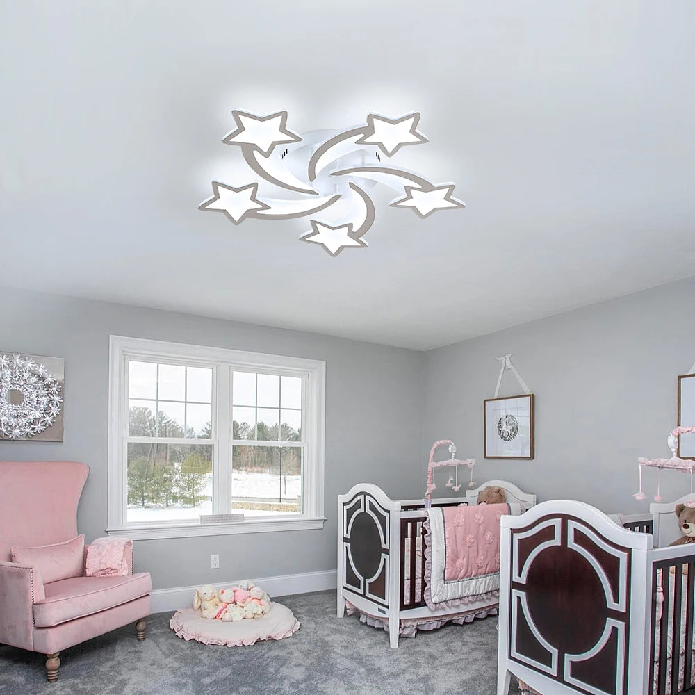 Nordic Modern LED Ceiling Light,60W Creative Meteor Star Design Flush Mount Ceiling Lamp for Kids Bedroom Living Room Home Decor,Cold White Light 6500K