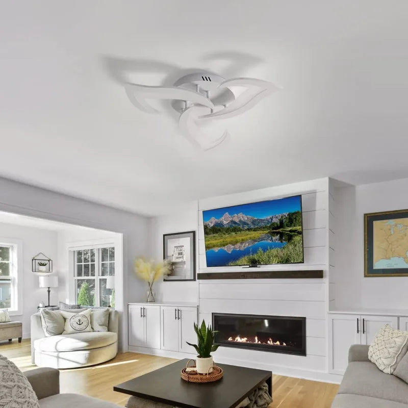 LED Ceiling Light,36W Modern Design Ceiling Lighting,3 Head Lights Living Room Ceiling Light Acrylic White Flower Fittings Ceilings for Bedroom, Kitchen,Dining Room,6500K White Light