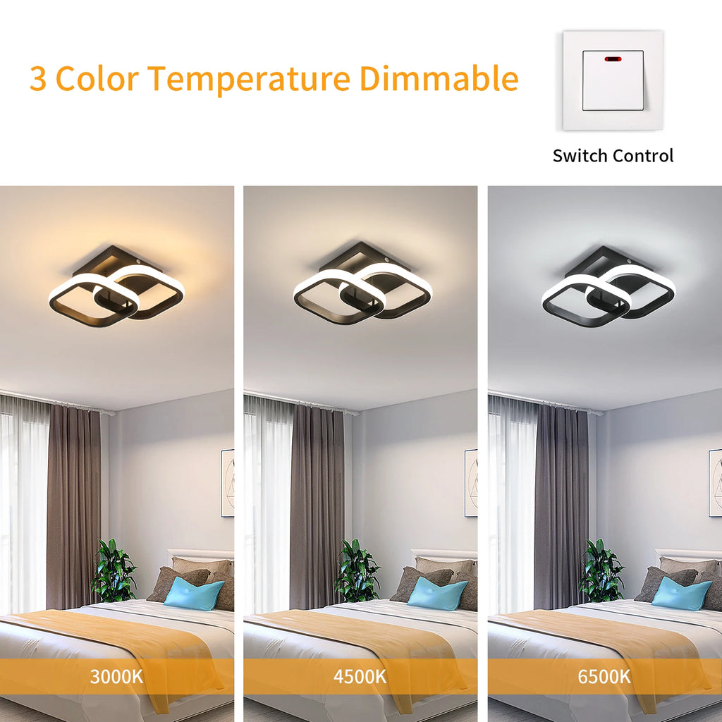 Dimmable LED Ceiling Light,18W Modern Square LED Ceiling Lamp 3 Colour Temperature Adjustments, Ceiling Lighting Fixture