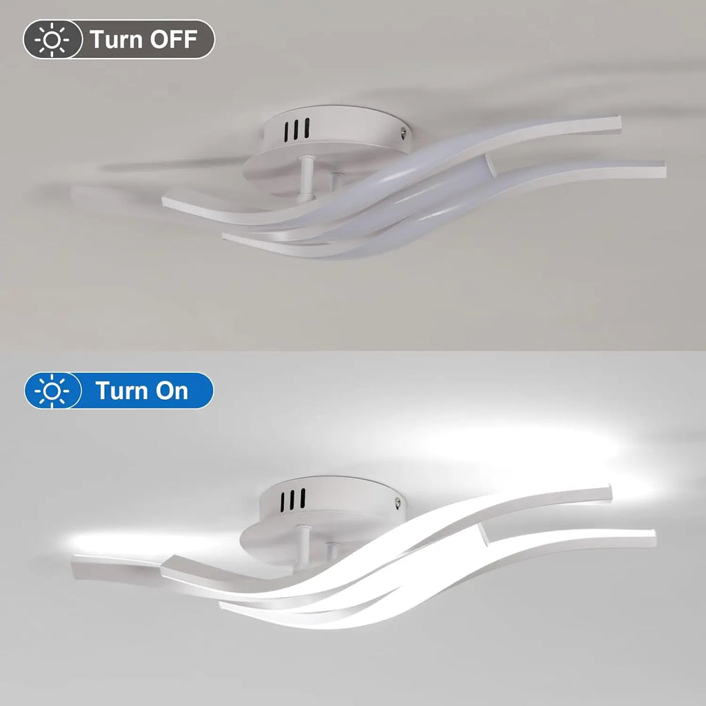 LED Ceiling Light,24W 2700LM 3-Curved Ceiling Lamp,Modern LED Lights Fixtures for Living Room Kitchen Bedroom Corridor,Cold White Light 6500K, Long 52cm