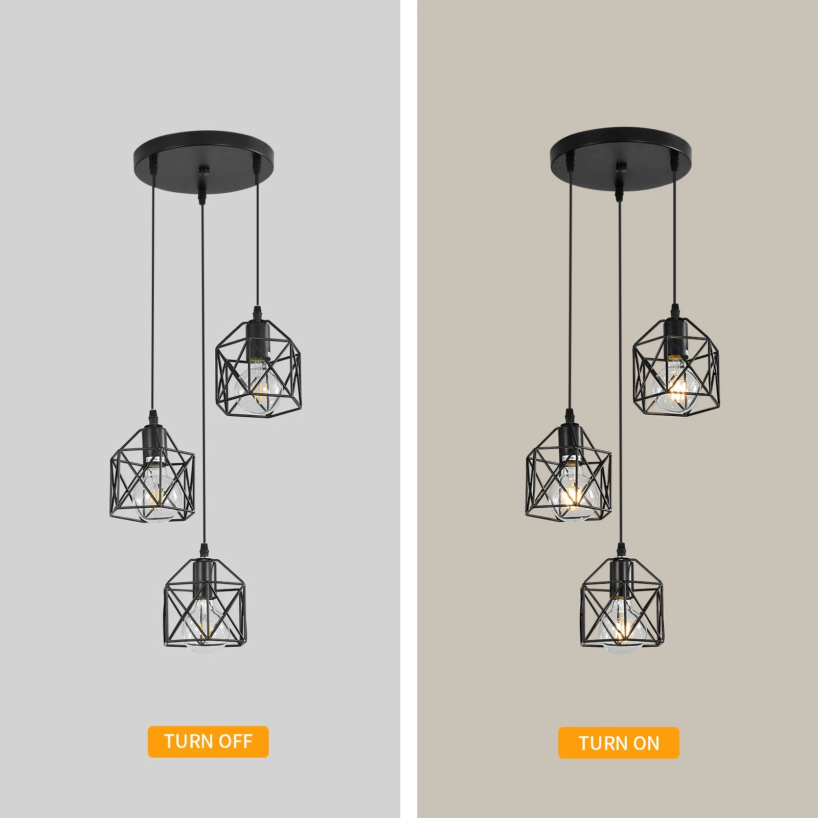 Metal Pendant Light,3-Light LED Nordic Creative Iron Chandelier E27 Geometric Pendant Lights For  Bar Office（Bulb not included）