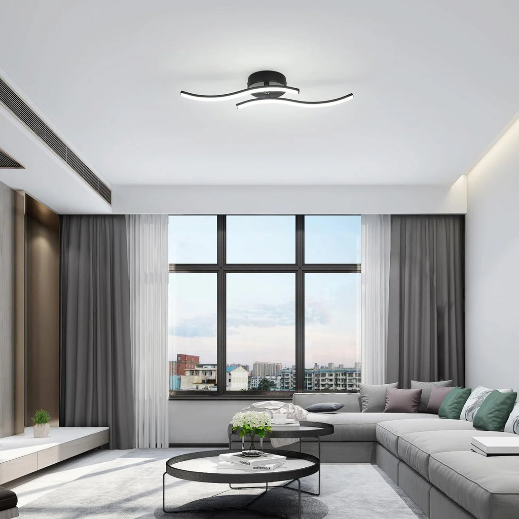 LED Ceiling Light,Modern 12W LED Ceiling Lamp Two parallel lines Indoor Acrylic Ceiling Lighting,6500K Cold White Light for Bedroom,Living Room