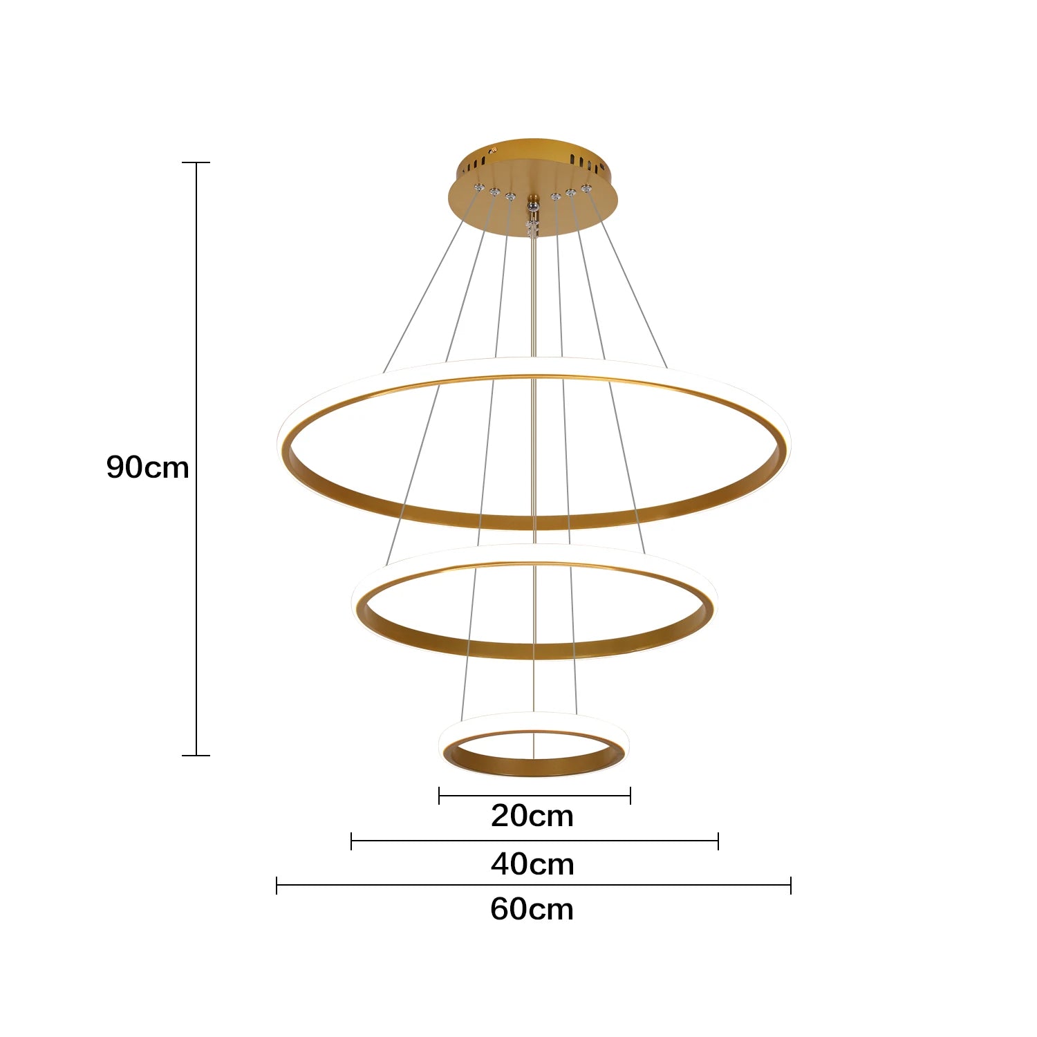 Aura Loop – Nowoczesny Wiszący Żyrandol LED (3 Pierścienie) z Pilotem