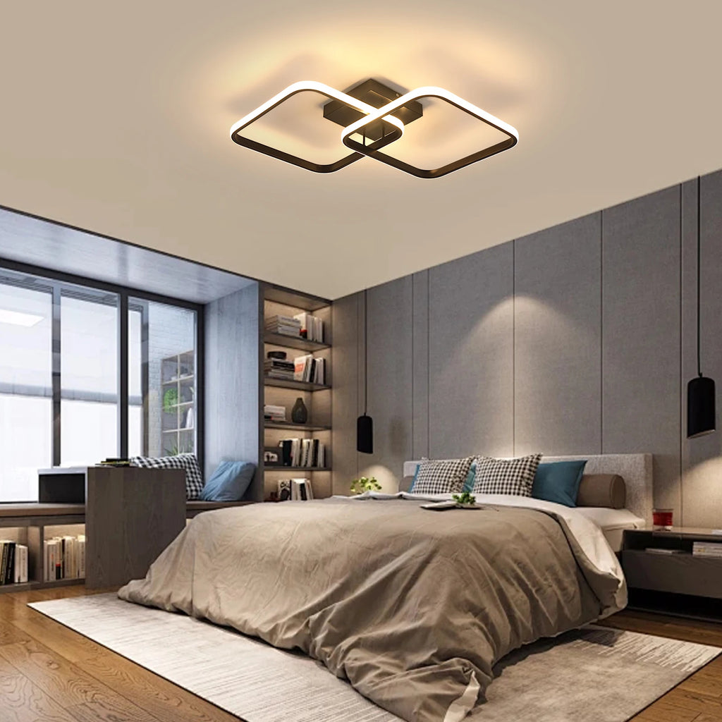 LED Ceiling Light Dimmable,50W 4500LM LED Chandelier Ceiling with Remote Control 3000K-6500K,Square Ceiling Light Modern Bedroom for Kitchen Living Room Hallway