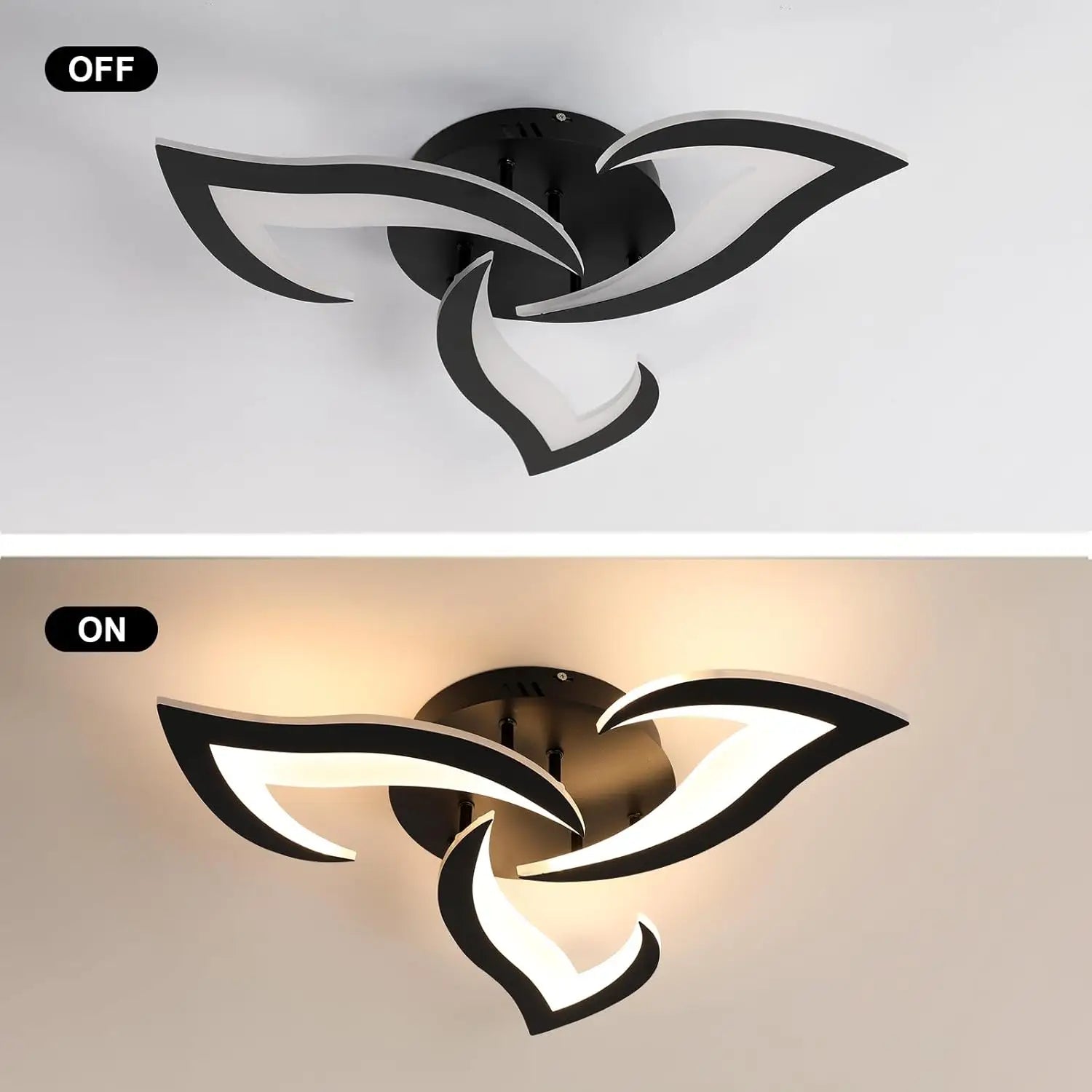 Modern  Flower Shape LED Ceiling Light,36W 4000LM LED Ceiling Lamp,Warm Light 3000K Acrylic Ceiling Light for Bedroom