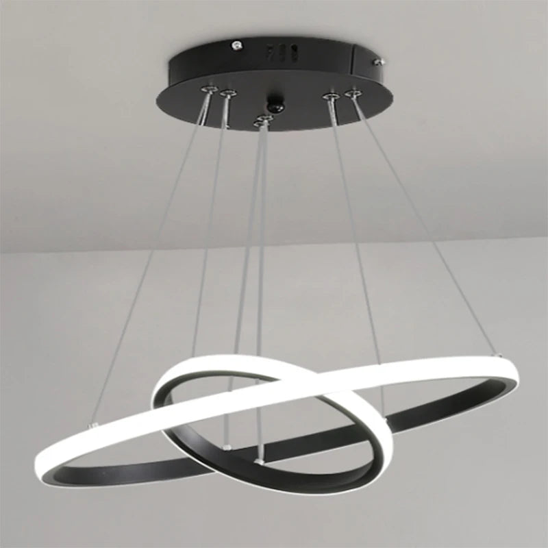 LED Pendant Lamp, Modern Two Circulars LED Chandelier Hanging Lamp For Living Room Bedroom Indoor Lighting