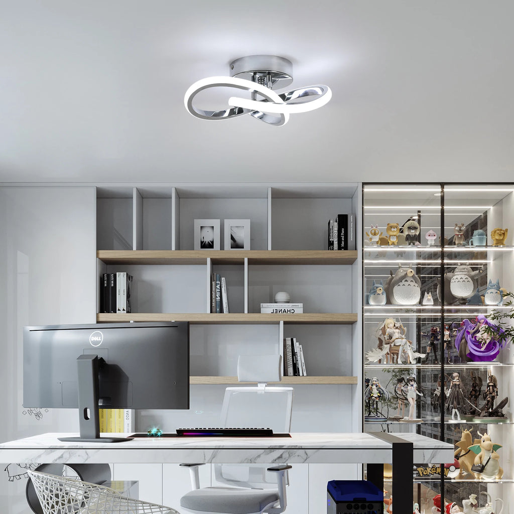 30cm Modern Ceiling Lights,30W 2700LM Curved Design Ceiling Light fixtures LED For Bedroom,Cold White Light 6500K