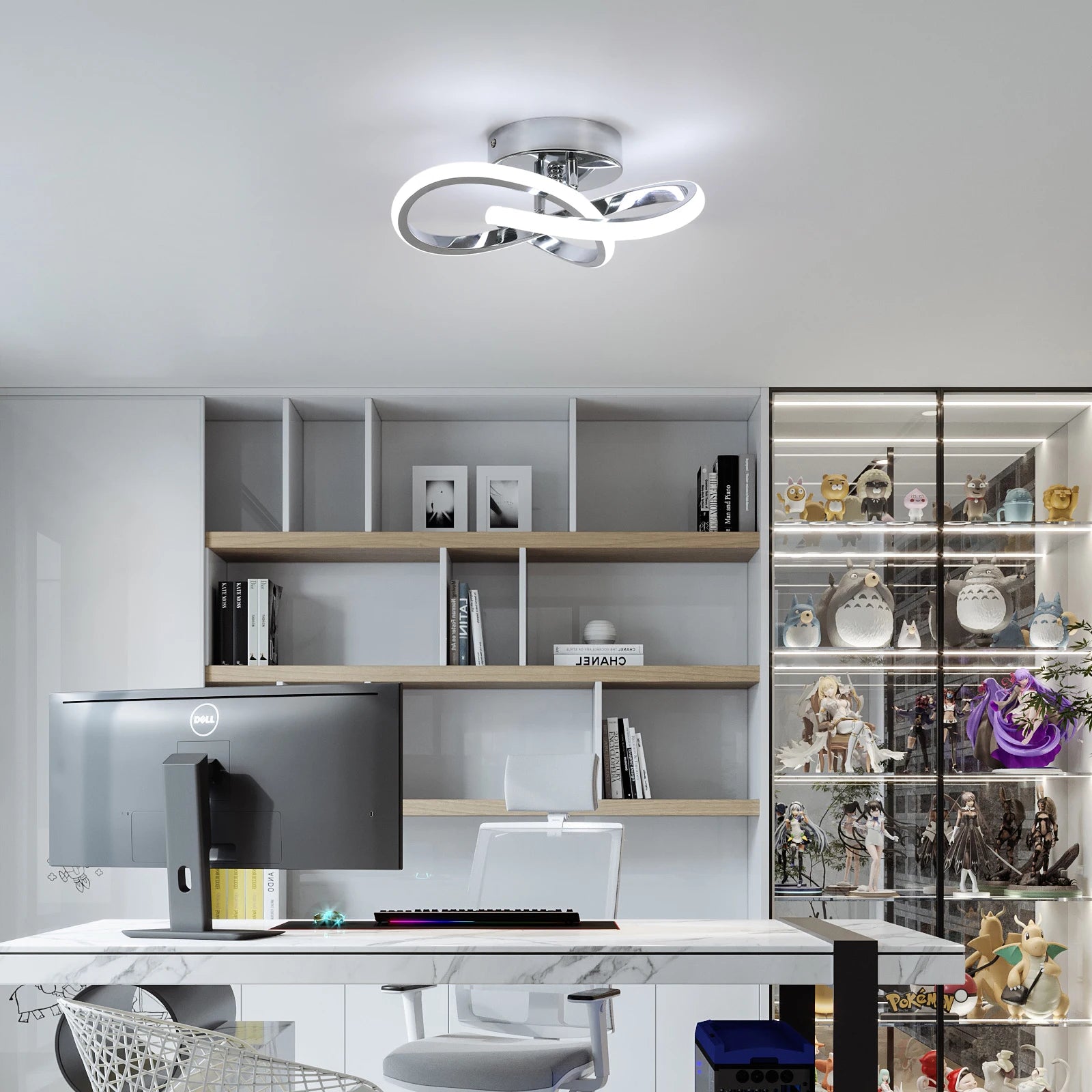 Modern Ceiling Lights,30cm 30W Curved Design Ceiling Light fixtures LED for Hallway,Entrance, Bedroom,Cold White Light 6500K