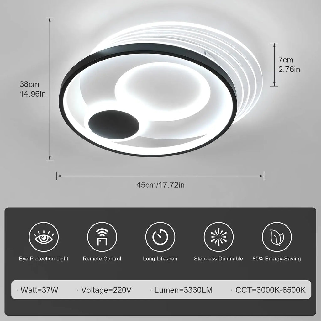 Dimmable LED Ceiling Light,31W Modern Ceiling Lamp Adjustable 3000-6500K For Living Room,Bedroom