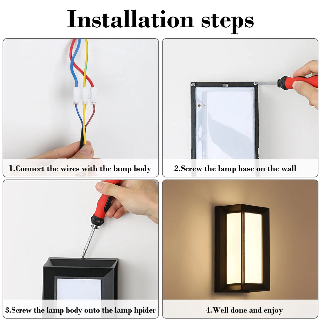 Modern Rectangle LED Wall Sconce,18W Neutral Light Black Metal Frame Frosted Shade Indoor Wall Lamp Bedroom Corridor Entryway Decor Wall Light