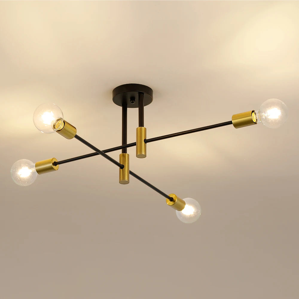 Industrial Ceiling Light,4-heads Ceiling Lights Iron Pendant Light for Bedroom, Restaurant,E27 Socket（Bulb not included)