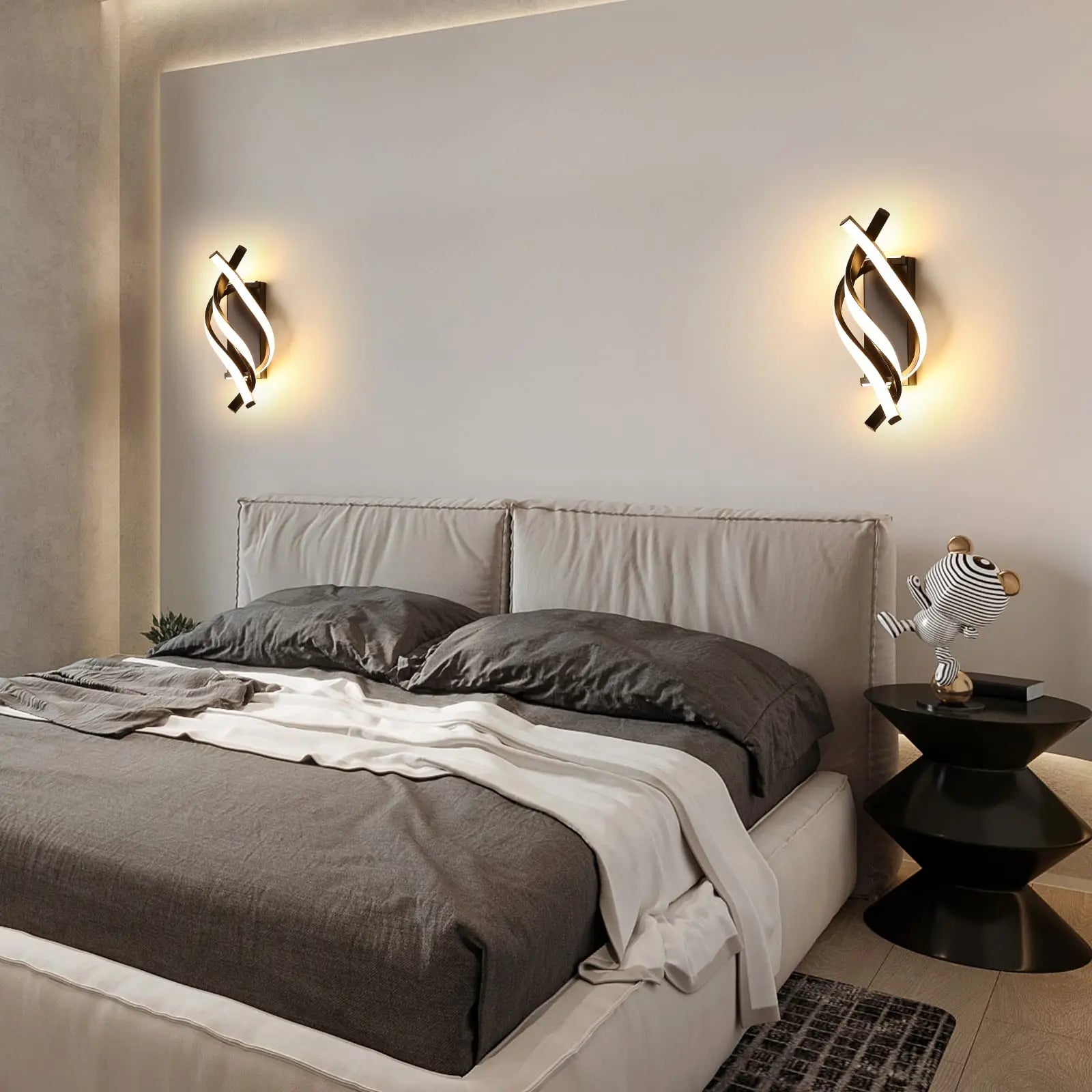 LED Wall Sconce,22W Spiral Twisted Design Wall Light Metal Indoor Lighting Fixture for Bedroom Living Room Corridor,Warm Light 3000K