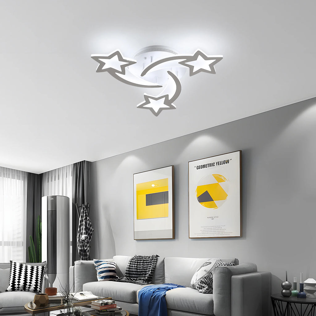 Modern LED Ceiling Lamp,3 Heads 40W White Acrylic Ceiling Light for Living Room,Bedroom,Diameter 53 cm,White Light 6500K