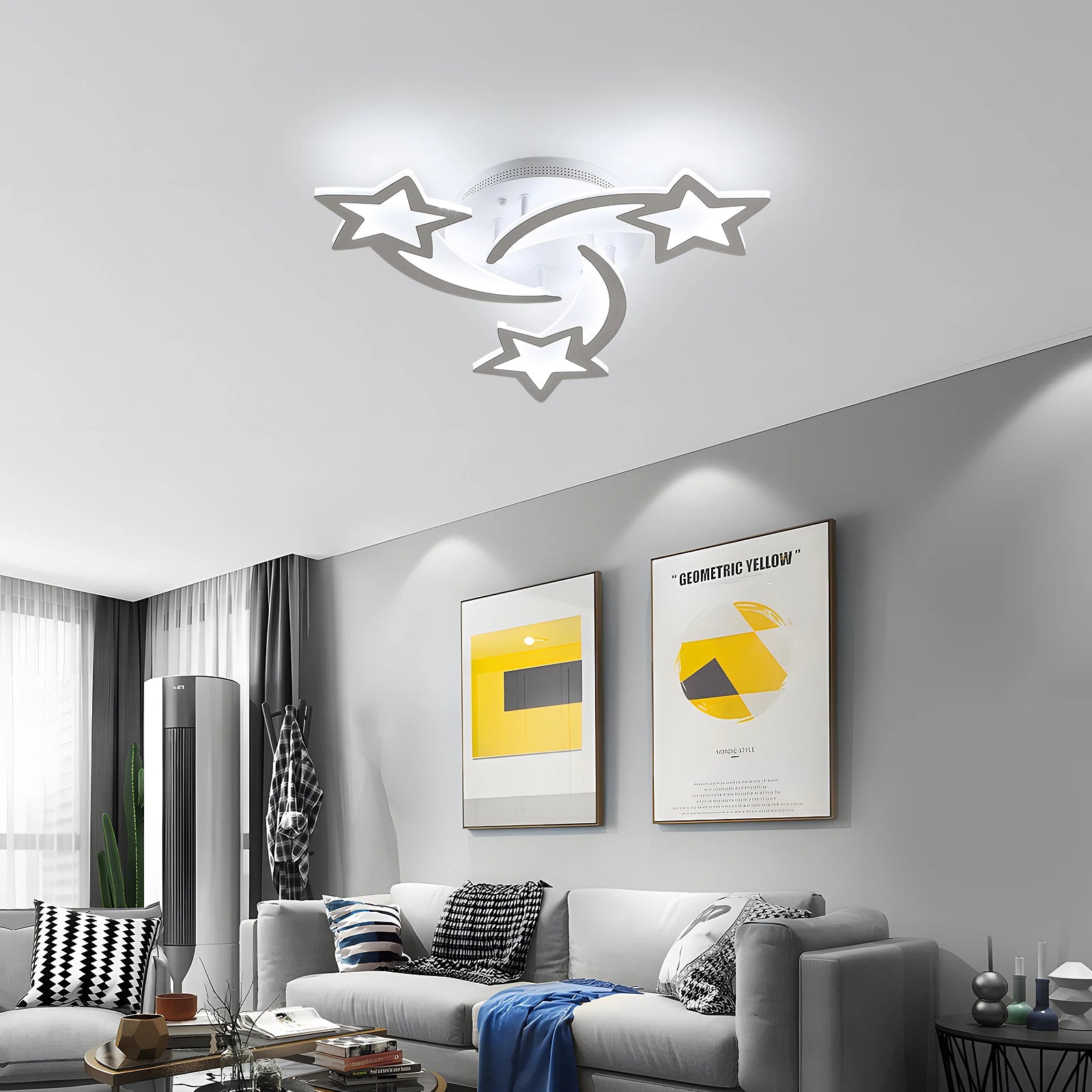 Modern LED Ceiling Lamp,3 Heads 40W White Acrylic Ceiling Light for Living Room,Bedroom,Diameter 53 cm,White Light 6500K